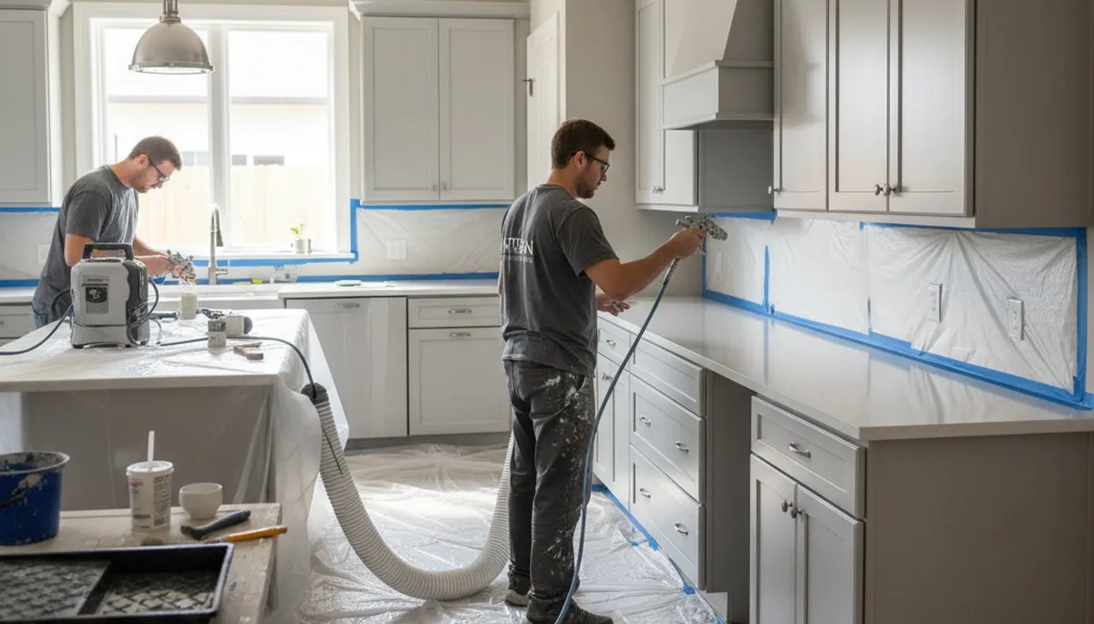 Professional cabinet painting in Oak Park, IL transforming kitchen cabinets with expert refinishing