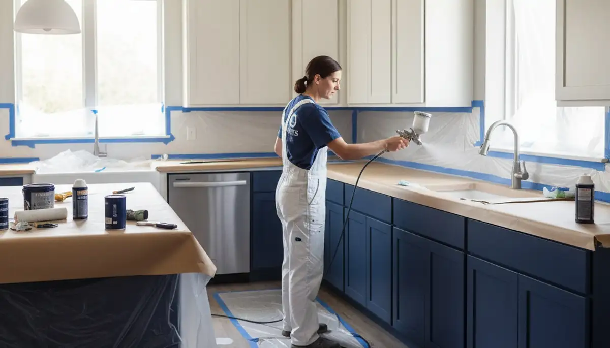 Professional cabinet painting in Oak Park, IL kitchen by expert local painters