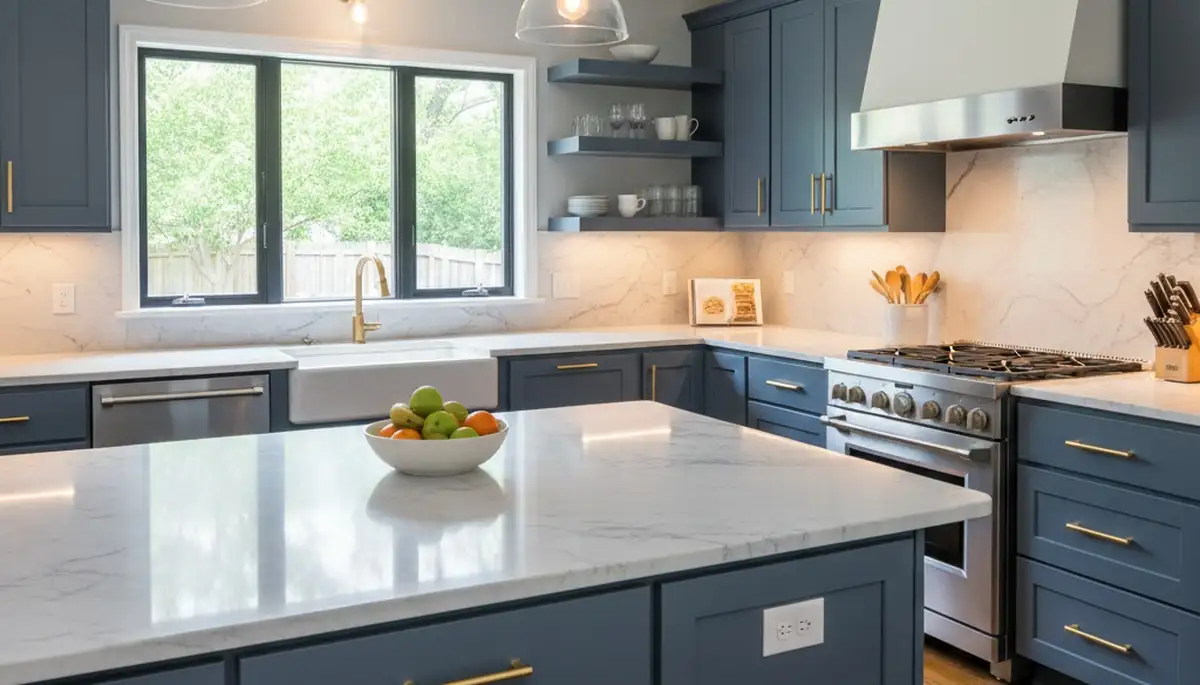 Refinished kitchen cabinets with smooth modern finish by house painters in Oak Park, IL