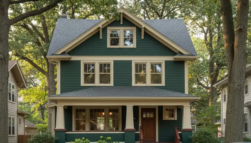 Freshly painted Oak Park IL home exterior with smooth, weather-resistant finish by local house painters