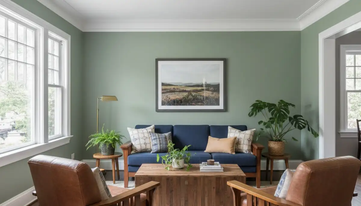 Freshly painted Oak Park, IL living room with smooth, professional interior finishes and modern colors