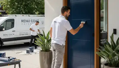Professional door painting for historic home entry in Oak Park, IL by expert house painters