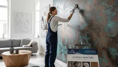 Faux painting experts creating decorative wall finishes in a modern Oak Park, IL home interior