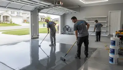 Professional epoxy garage floor coating in Oak Park IL by expert house painters