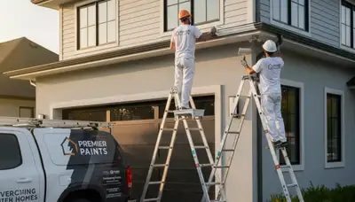 Professional gutter painting on suburban home in Oak Park, IL for lasting curb appeal and rust protection