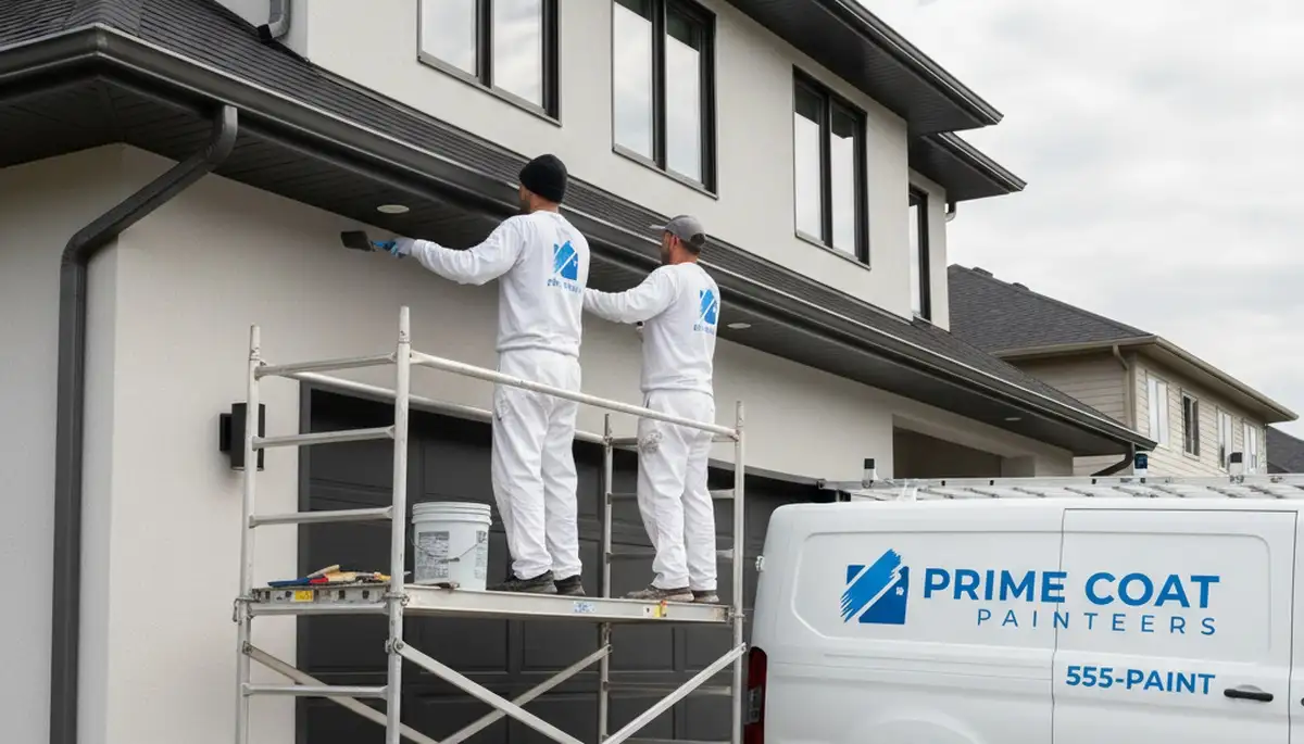 Professional gutter painting on a home exterior in Oak Park, IL by expert house painters
