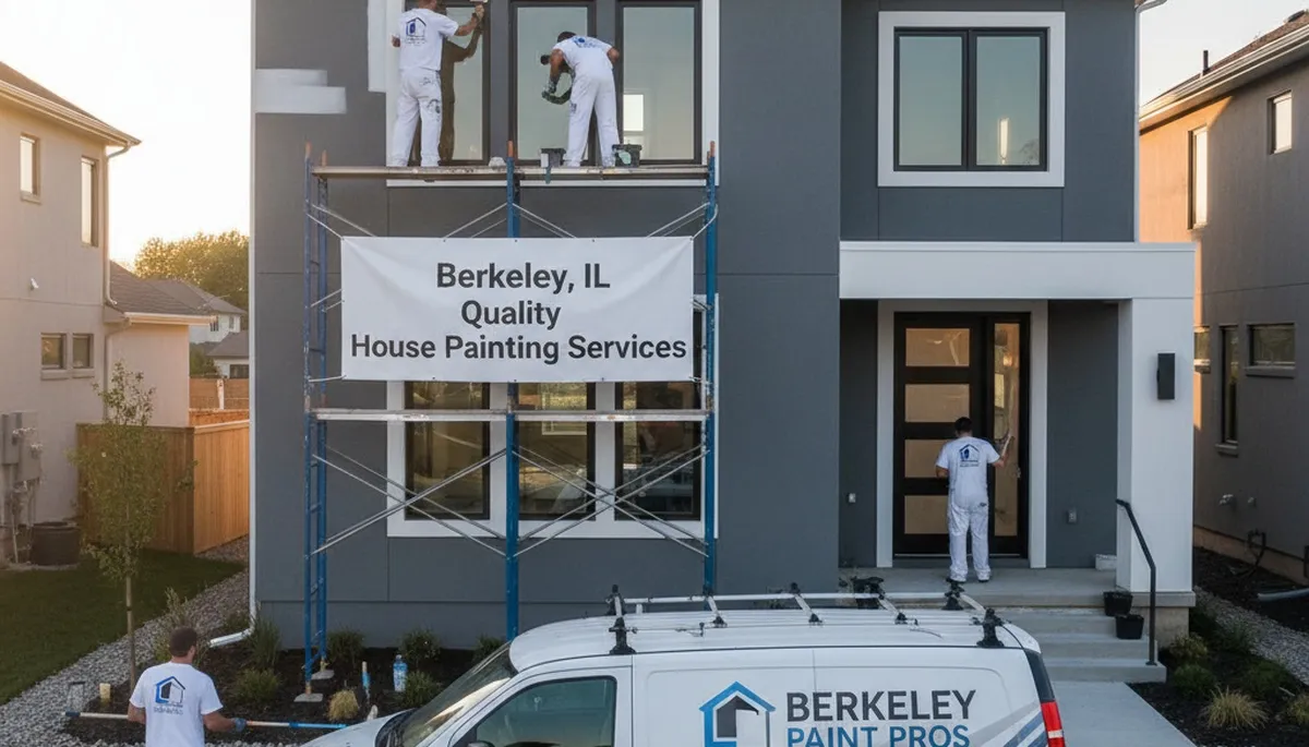 Professional house painters working on exterior home in Oak Park, IL