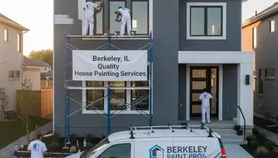 Professional house painters working on exterior home in Oak Park, IL