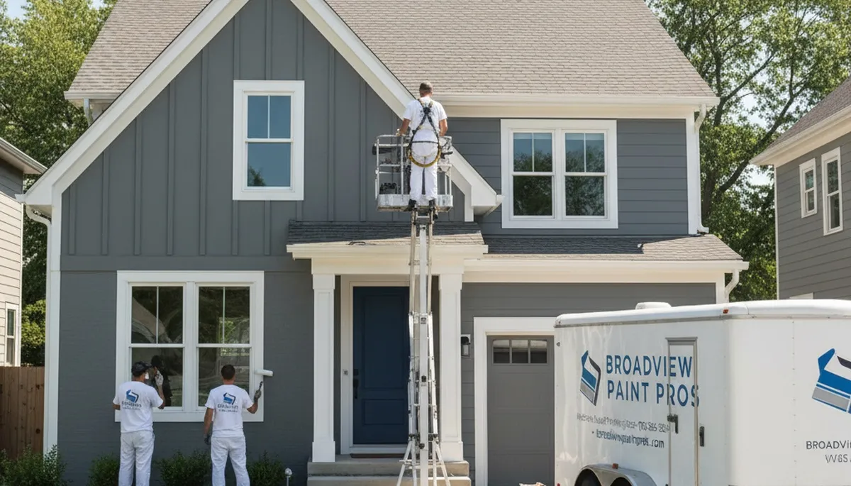 Professional house painters refreshing home exterior in Oak Park IL