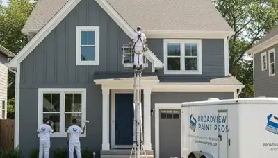 Professional house painters refreshing home exterior in Oak Park IL