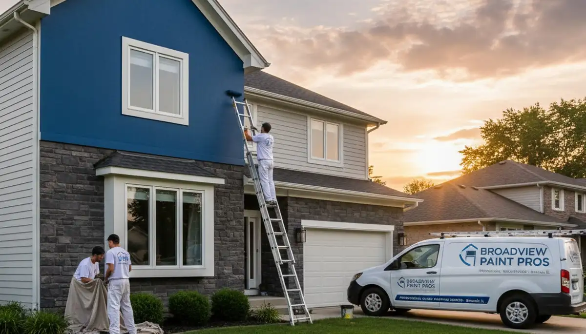 Professional house painters enhancing home exterior in Oak Park IL