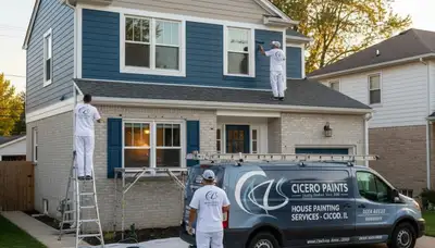 House painting contractor in Oak Park, IL providing residential painting services