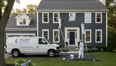 Professional house painters working on residential exterior in Oak Park, IL