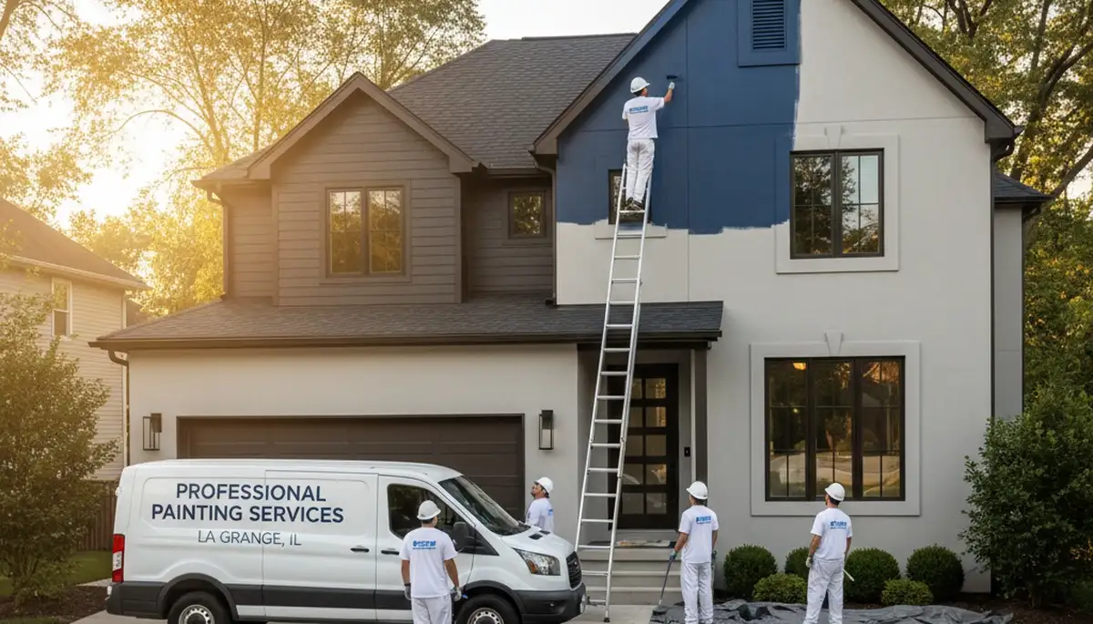 Professional house painters completing exterior home painting in Oak Park, IL