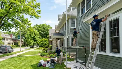 Professional house painters transforming home exterior in Oak Park IL