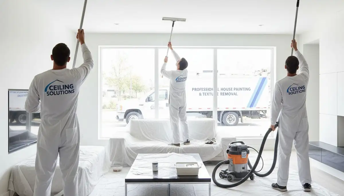 Professional popcorn ceiling removal by house painters in Oak Park, IL transforming home interiors