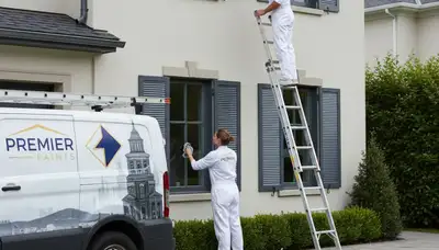 Professional shutter painting on Oak Park IL home exterior by local house painting experts