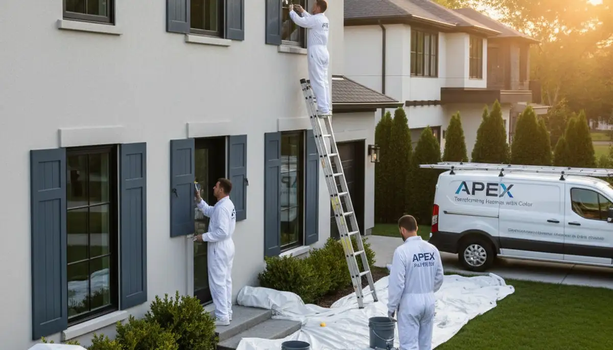 Professional shutter painting on a classic Oak Park IL home by expert house painters