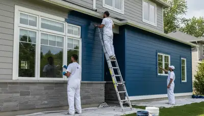 Professional siding painting on historic home exterior in Oak Park, IL by expert house painters