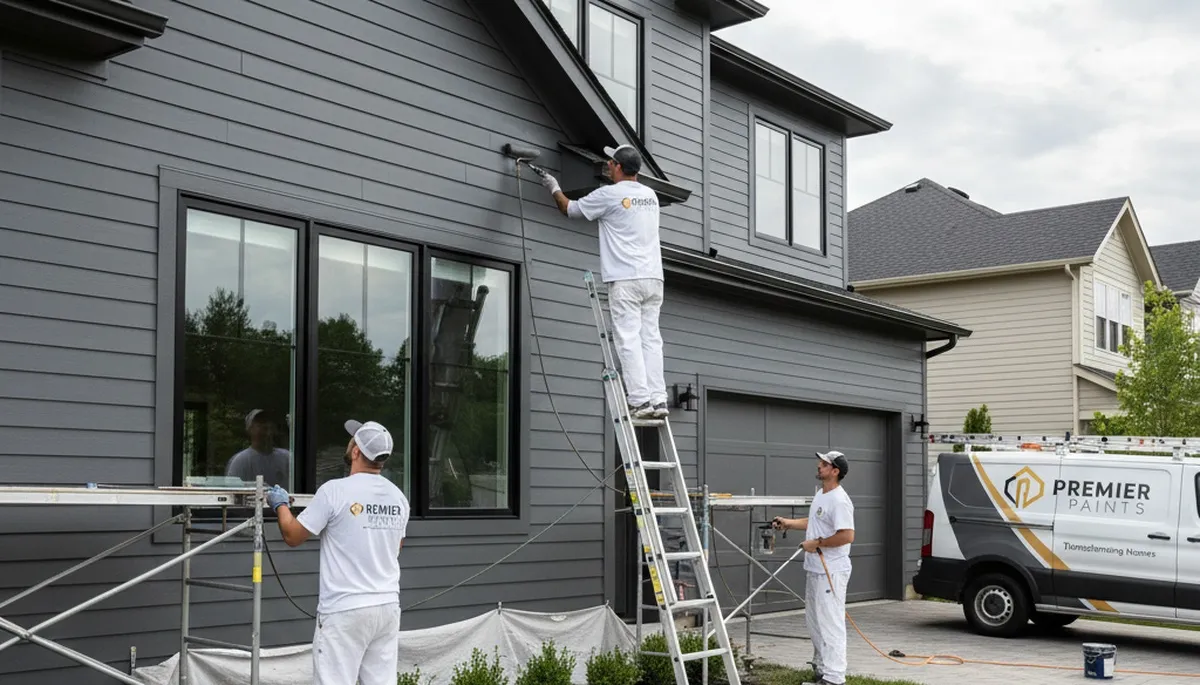 Professional siding painting on historic Oak Park IL home exterior by expert house painters