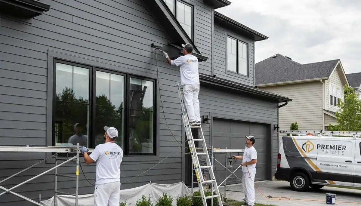 Professional siding painting on historic Oak Park IL home exterior by expert house painters