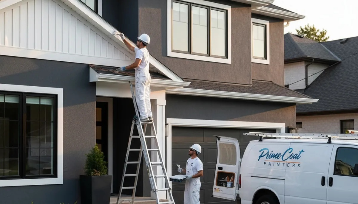 Professional trim and fascia painting on historic home in Oak Park, IL by expert local painters