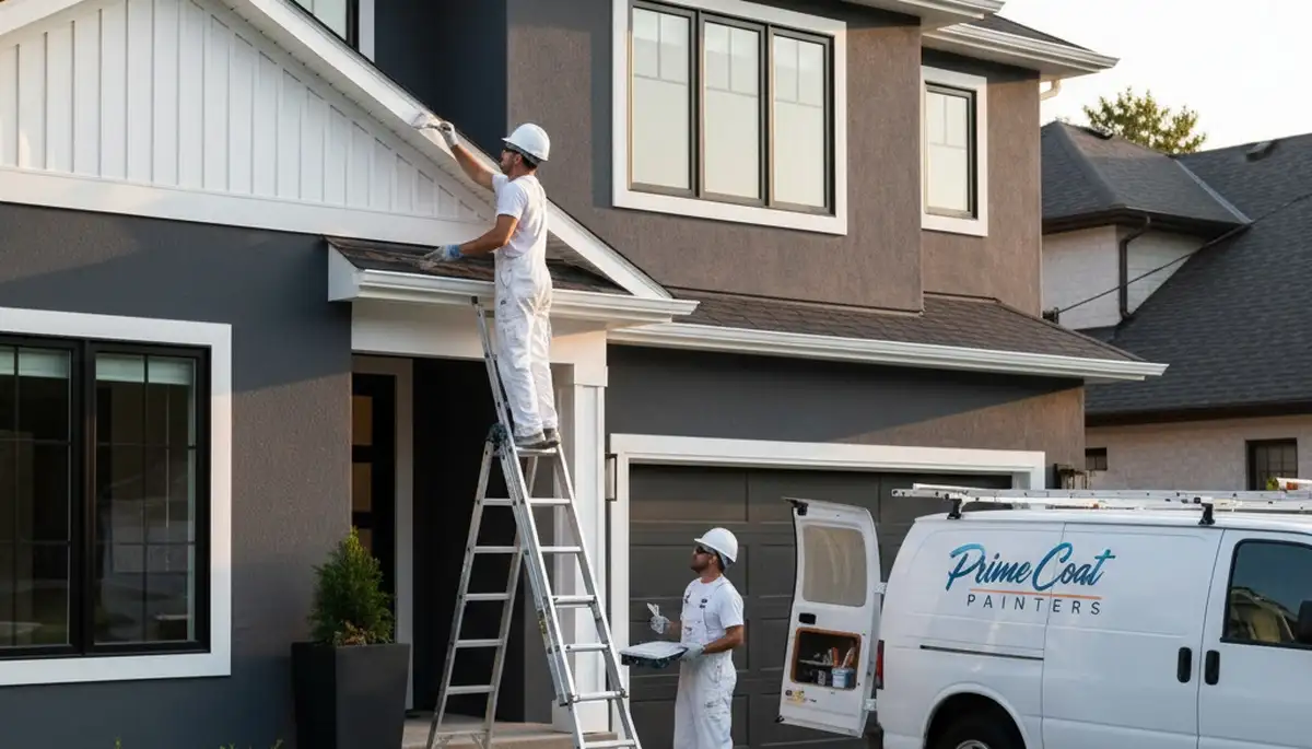 Professional trim and fascia painting on historic home in Oak Park, IL by expert local painters
